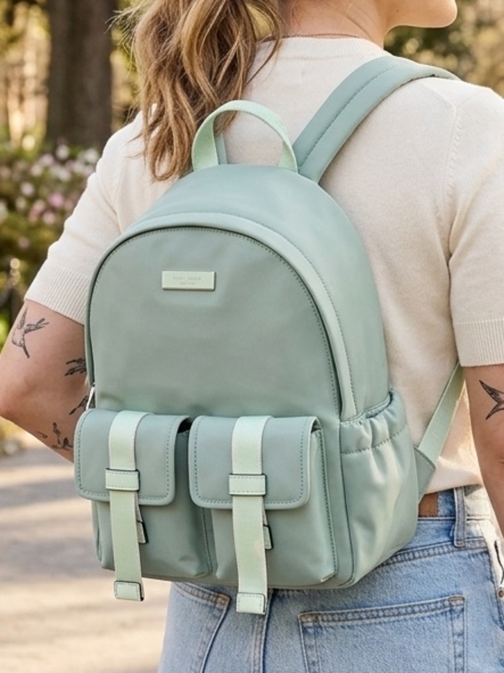 kate spade Mint Green Backpack with Front Pockets